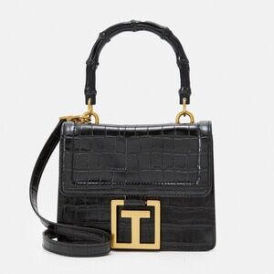 Ted Baker Aalicce croc-embossed faux-leather black shoulder mini bag NWT